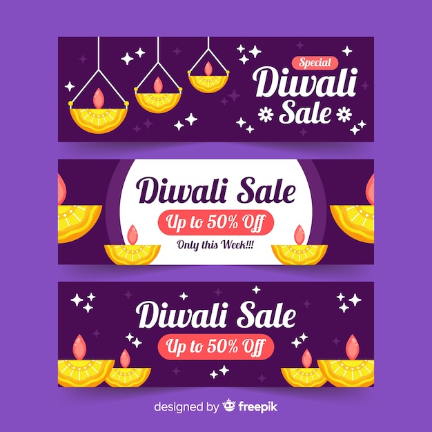 Flaches design von diwali netzfahnen