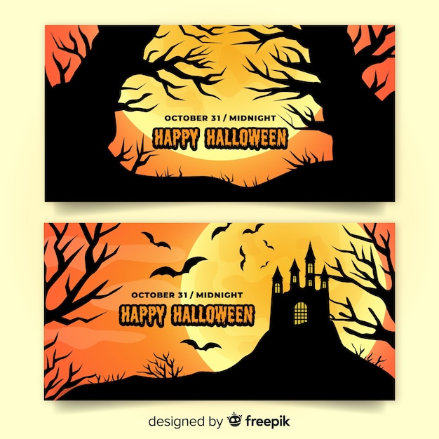 Flaches design von halloween-fahnen