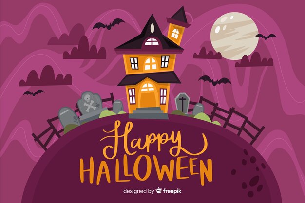 Flaches Design von Halloween-Hintergrund auf flachem Design