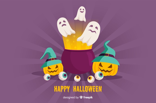 Flaches design von halloween-hintergrund