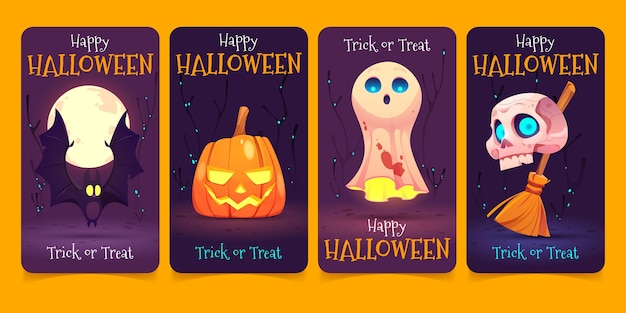 Flaches design von halloween-instagram-geschichten