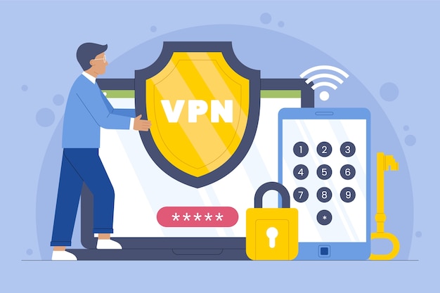 Kostenloser Vektor flaches design-vpn-illustration