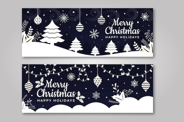 Kostenloser Vektor flaches design weihnachten banner vorlage