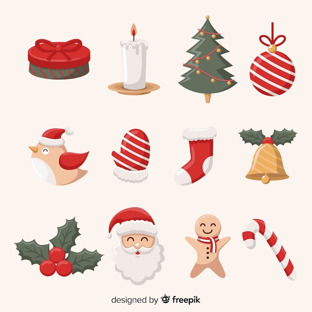 Flaches design weihnachten elementsammlung