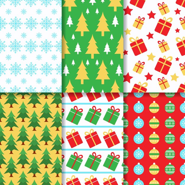 Flaches Design Weihnachten Mustersammlung