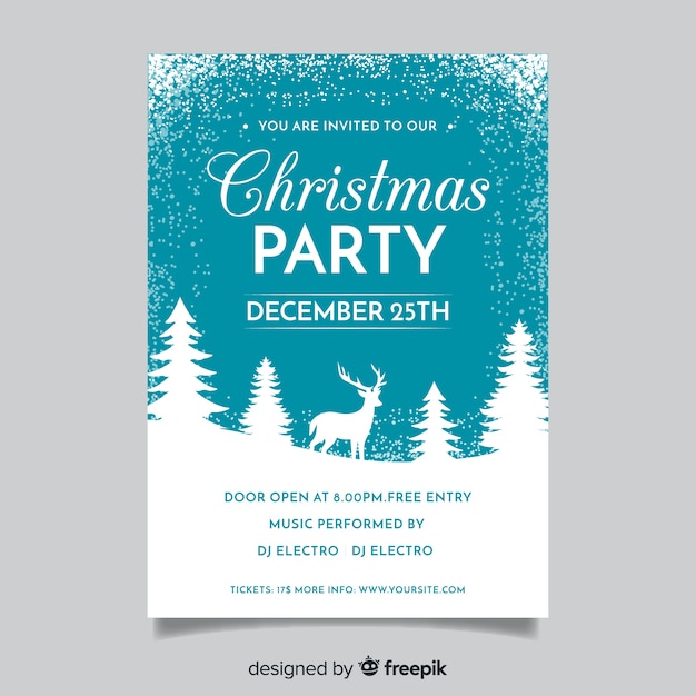 Flaches Design Weihnachtsfeier Plakat Vorlage