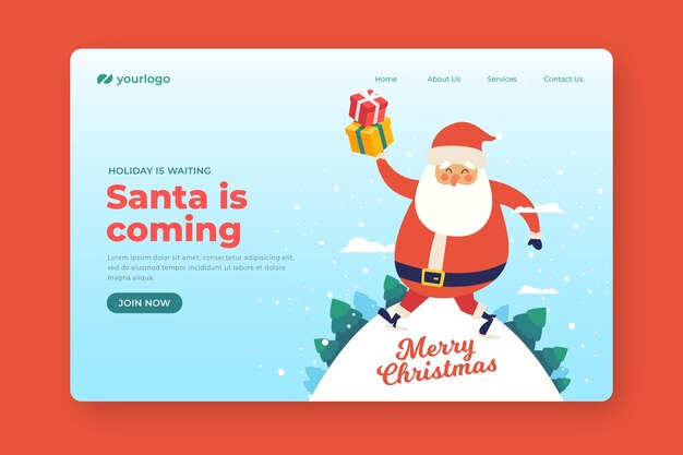 Flaches Design Weihnachtslandung Seitenvorlage