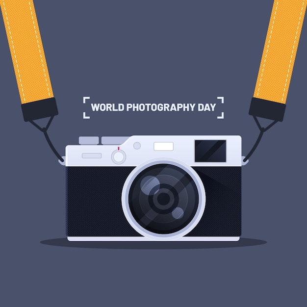 Flaches Design-Weltfotografie-Tageskonzept