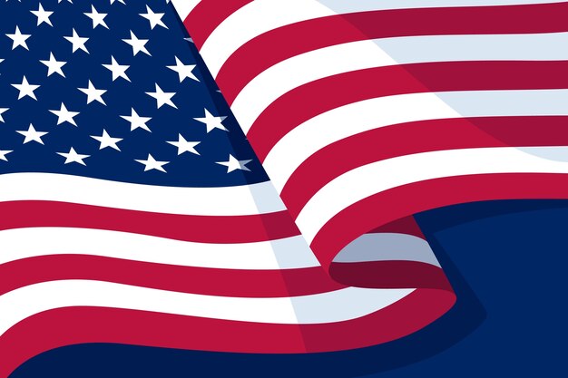 Flaches Design winkt Hintergrund der amerikanischen Flagge