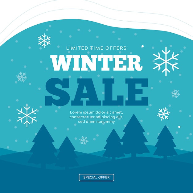 Flaches design winter sale banner konzept