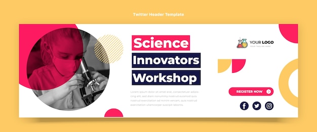 Kostenloser Vektor flaches design wissenschaft twitter-header