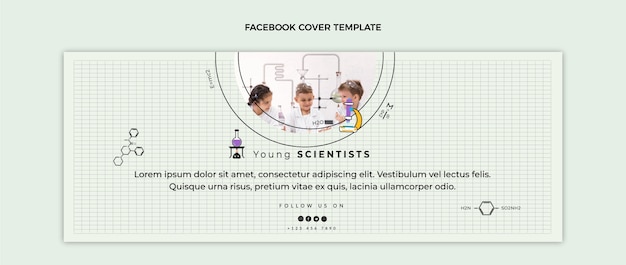 Kostenloser Vektor flaches design-wissenschafts-facebook-cover