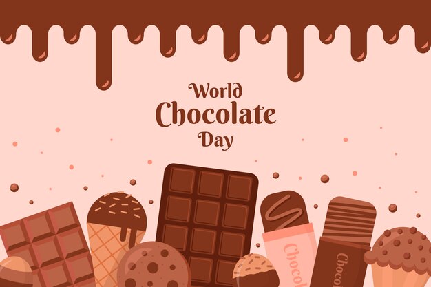 Kostenloser Vektor flaches design world chocolate day tabletten hintergrund