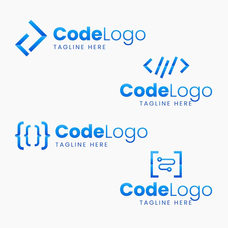 Kostenlose Vektor flaches designcode-logo-paket
