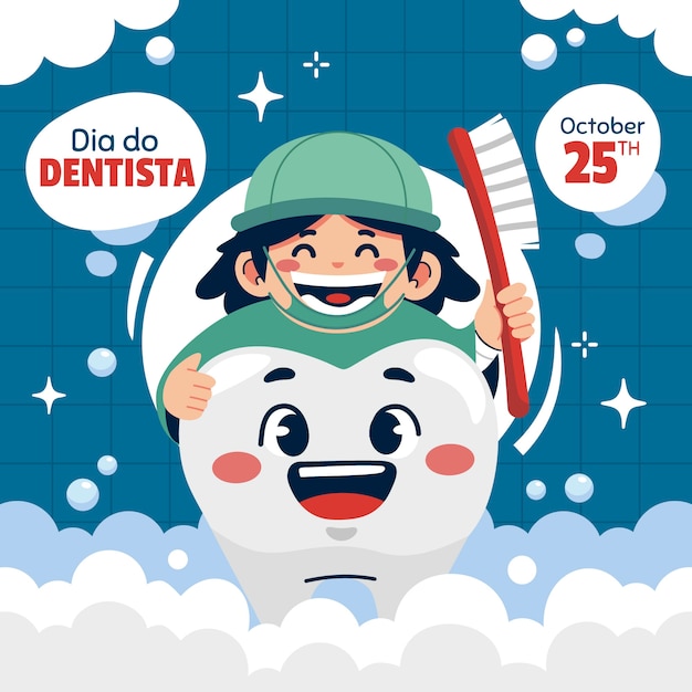 Kostenloser Vektor flaches dia do dentista illustration