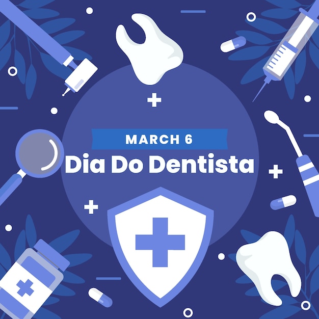 Kostenloser Vektor flaches dia do dentista illustration