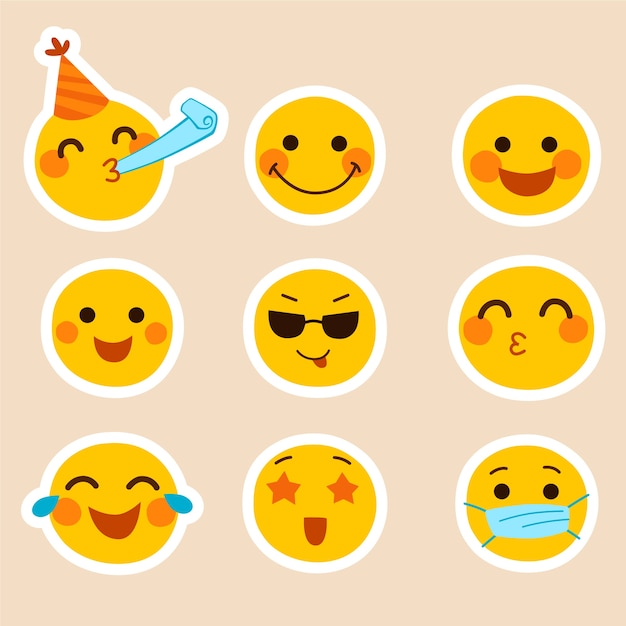 Kostenloser Vektor flaches emoji-aufkleber-set