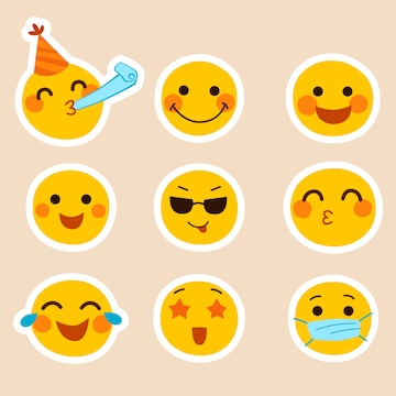 Große Emoji Emoticon Gesichter Schälen und Kleben Stoff Wandtattoo  Jahreszeitlich abnehmbar und wiederverwendbar 9er Set - .de