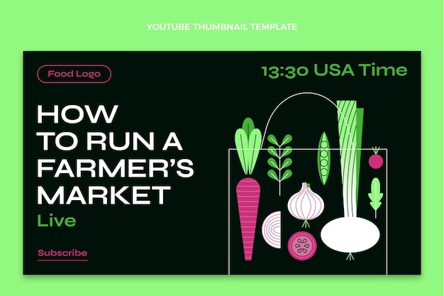 Kostenloser Vektor flaches essen design-vorlage youtube-miniaturansicht