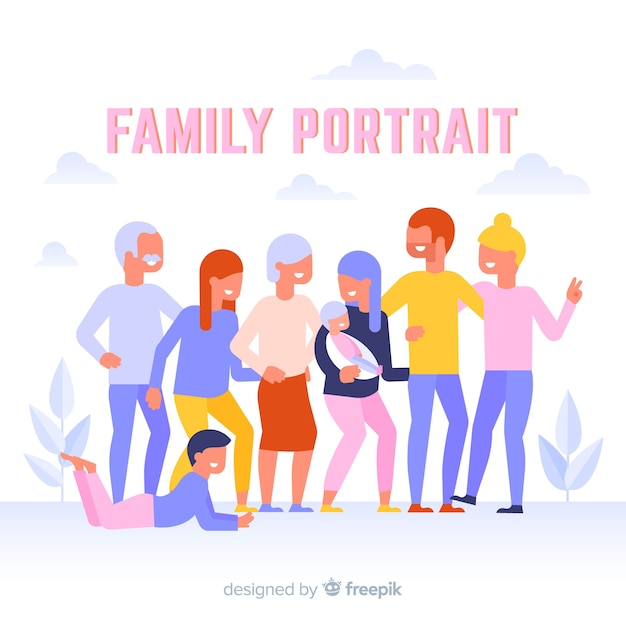 Kostenloser Vektor flaches familienportrait