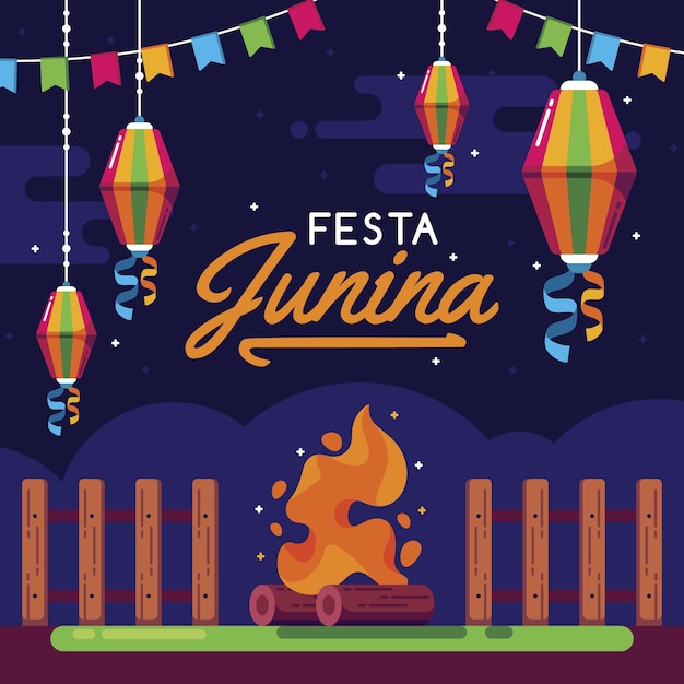 Kostenloser Vektor flaches festa junina konzept