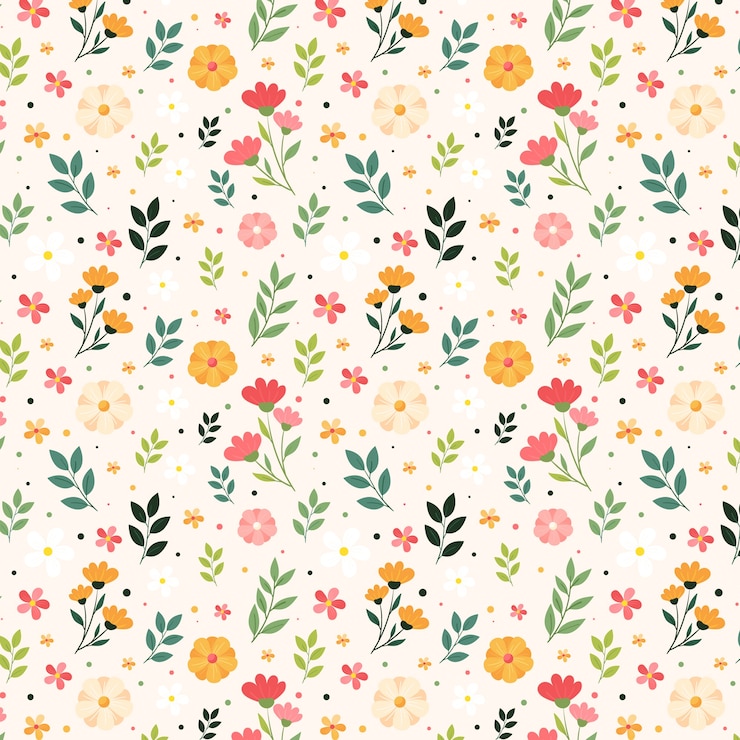 Kostenlose Vektor flaches florales frühlingsmusterdesign