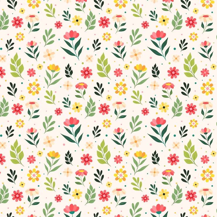 Kostenlose Vektor flaches florales frühlingsmusterdesign