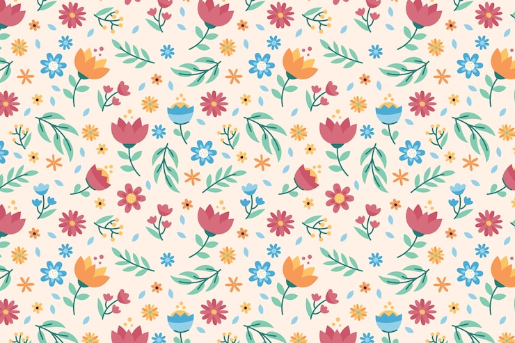 Kostenlose Vektor flaches florales frühlingsmusterdesign