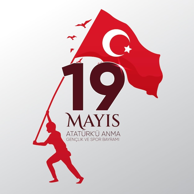 Flaches Gedenken an die Illustration des Atatürk-, Jugend- und Sporttages