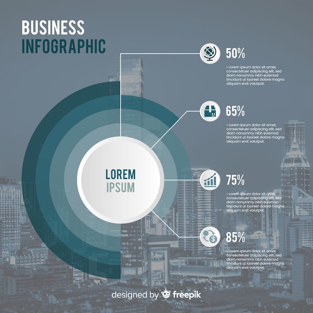 Kostenloser Vektor flaches geschäft infographic mit foto
