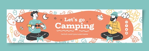 Kostenloser Vektor flaches glamping-twitch-banner