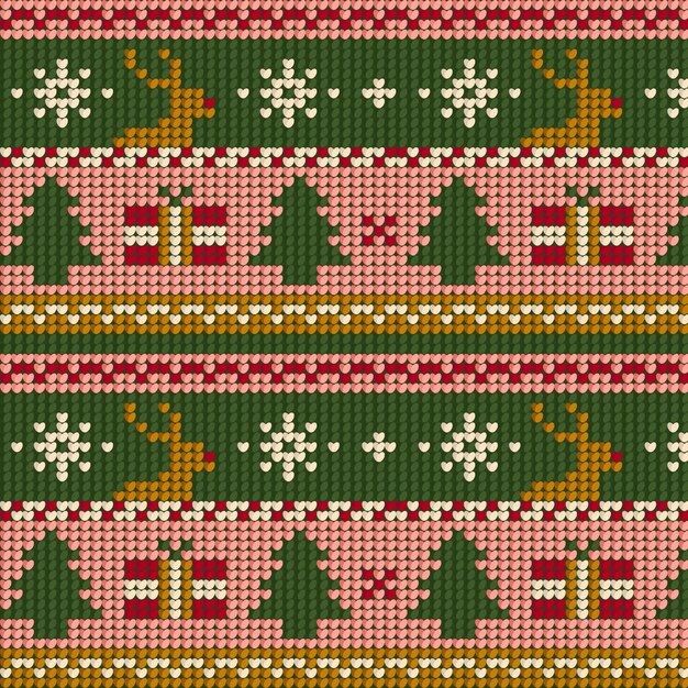 Flaches hässliches Pullover-Musterdesign für die Weihnachtszeit