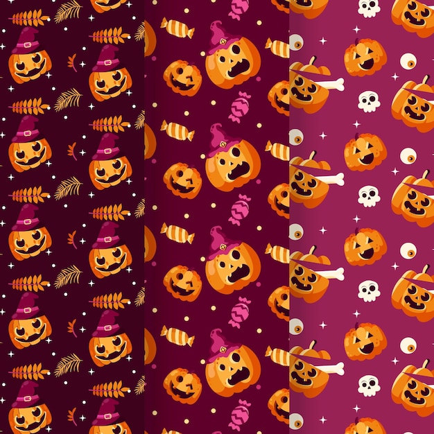 Kostenloser Vektor flaches halloween-musterdesign