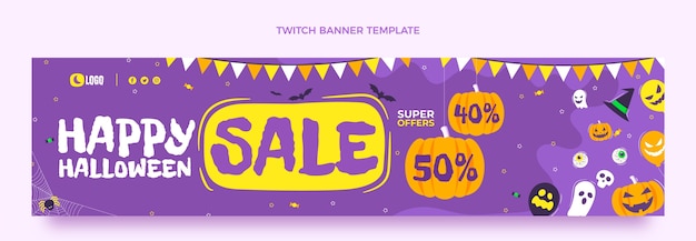 Kostenloser Vektor flaches halloween-twitch-banner