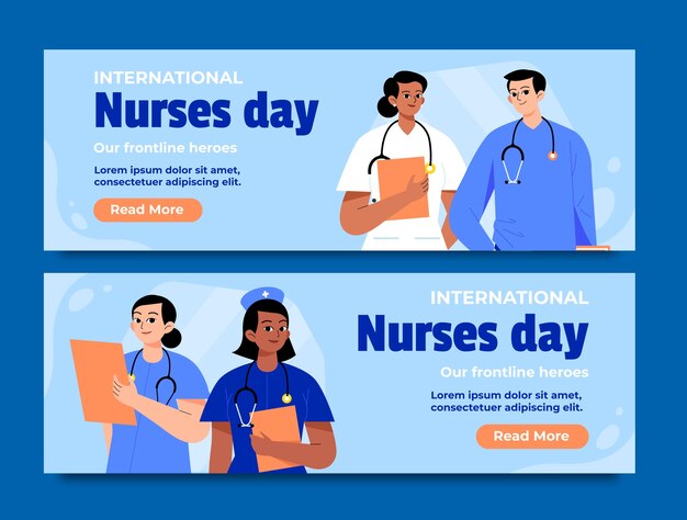 Flaches horizontales Banner für die Feier der nationalen Krankenschwesterwoche