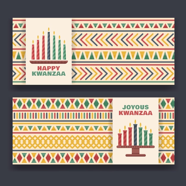 Kostenloser Vektor flaches horizontales kwanzaa-bannerset