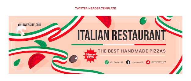 Kostenloser Vektor flaches italienisches essen twitter-header