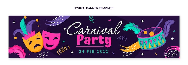 Kostenloser Vektor flaches karnevals-twitch-banner