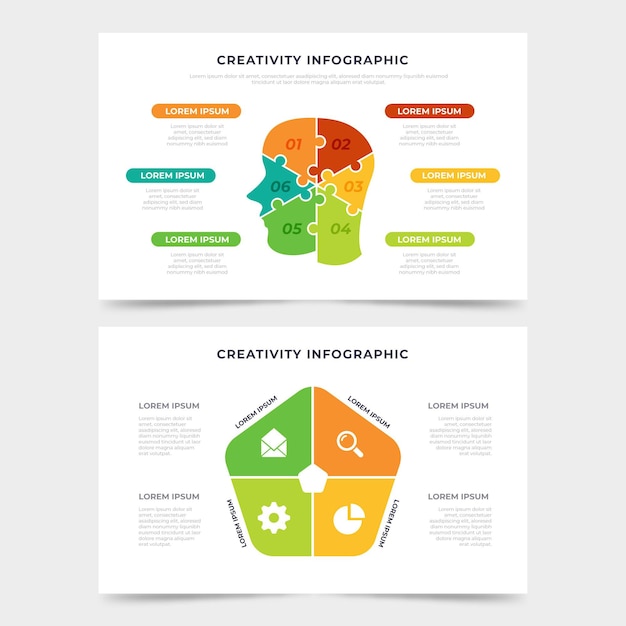 Kostenloser Vektor flaches kreativitäts-infografik-konzept