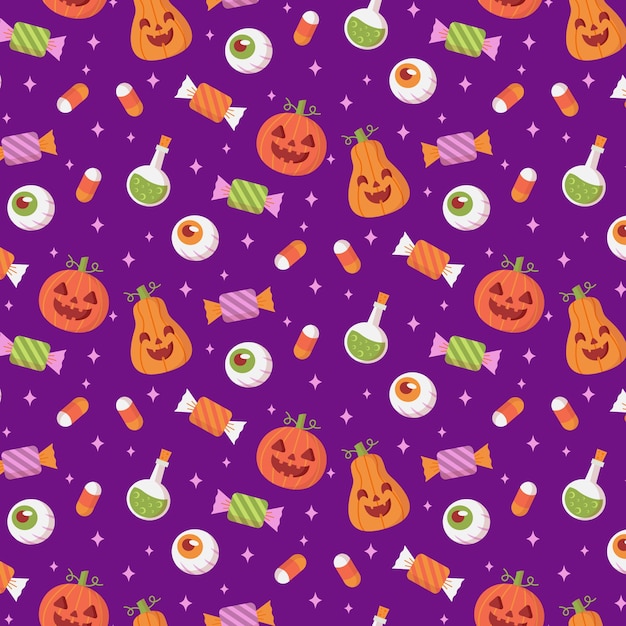 Kostenloser Vektor flaches musterdesign für die halloween-saison