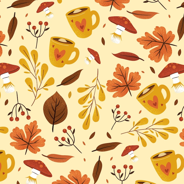 Kostenlose Vektor flaches musterdesign für die herbstfeier
