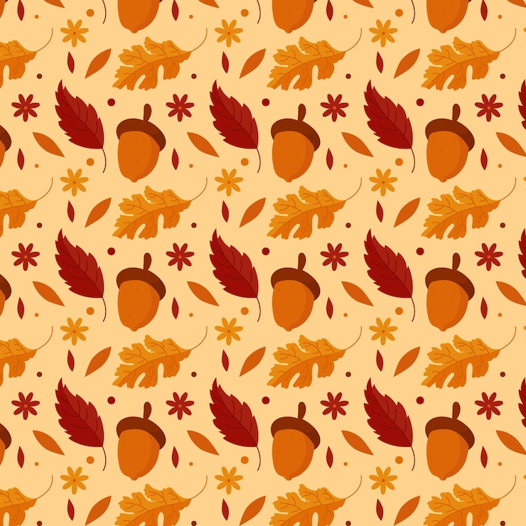 Kostenlose Vektor flaches musterdesign für die herbstsaison