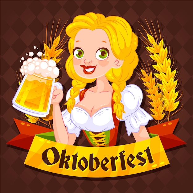 Flaches oktoberfest festival konzept