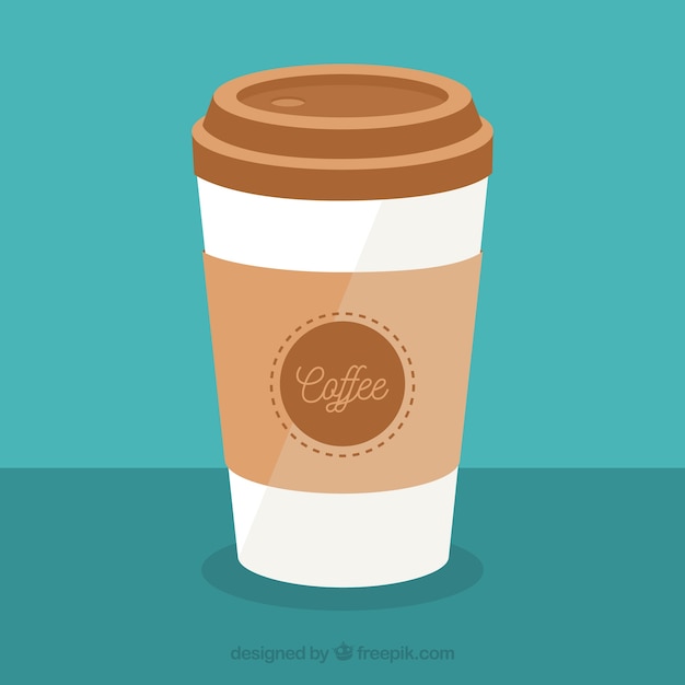 Flaches Papier Kaffeetasse mit frontaler Ansicht