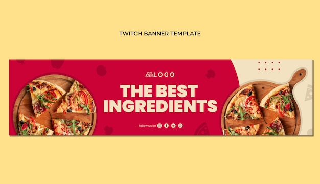 Kostenloser Vektor flaches pizza-twitch-banner
