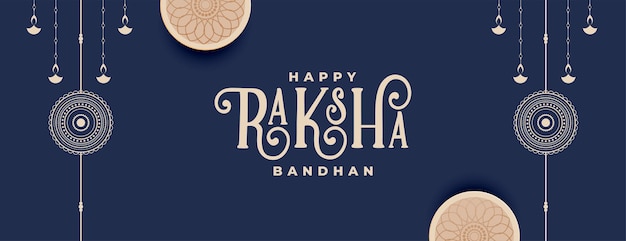 Kostenloser Vektor flaches raksha-bandhan-banner mit dekorativem rakhi und elementen