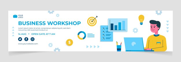 Flaches twitch-banner für business-workshops