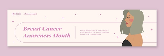Kostenloser Vektor flaches twitch-banner für den brustkrebs-bewusstseinsmonat