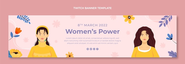 Flaches Twitch-Banner zum internationalen Frauentag