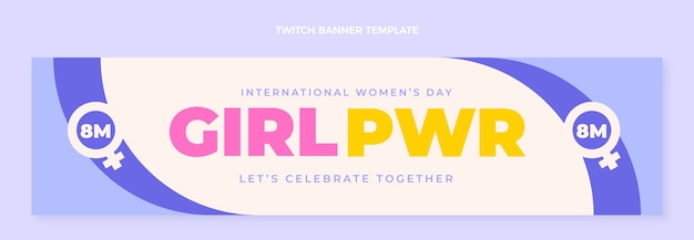 Flaches twitch-banner zum internationalen frauentag